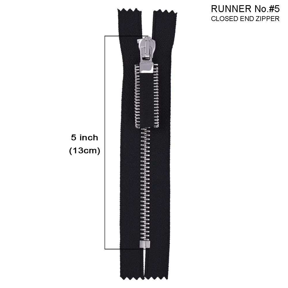 #5 Fancy Silver Metal Teeth Runner Fashionable Zipper for Jackets
