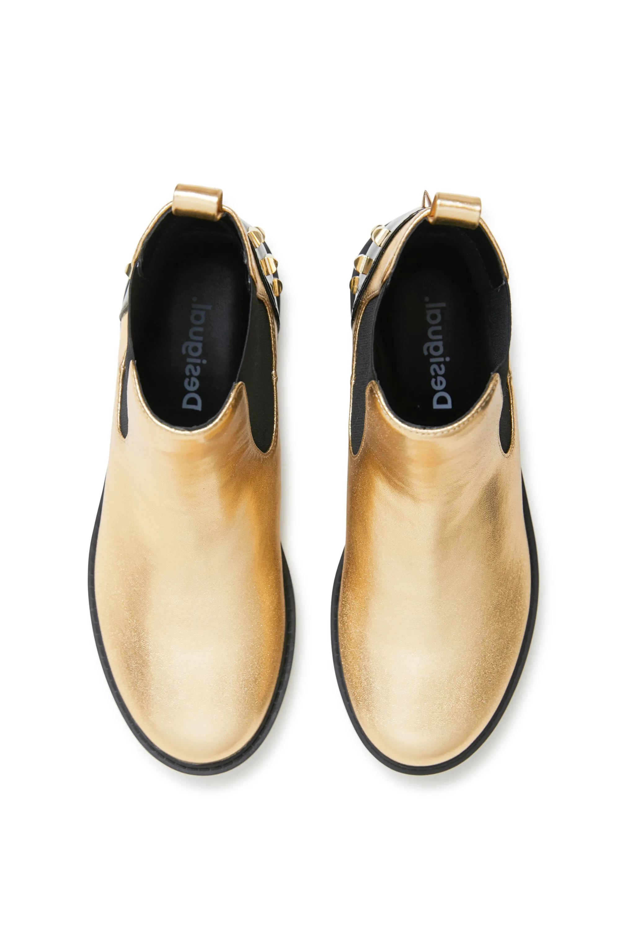 Biker Gold Chelsea Boots with Back Studs Desigual Style 21WSAP05