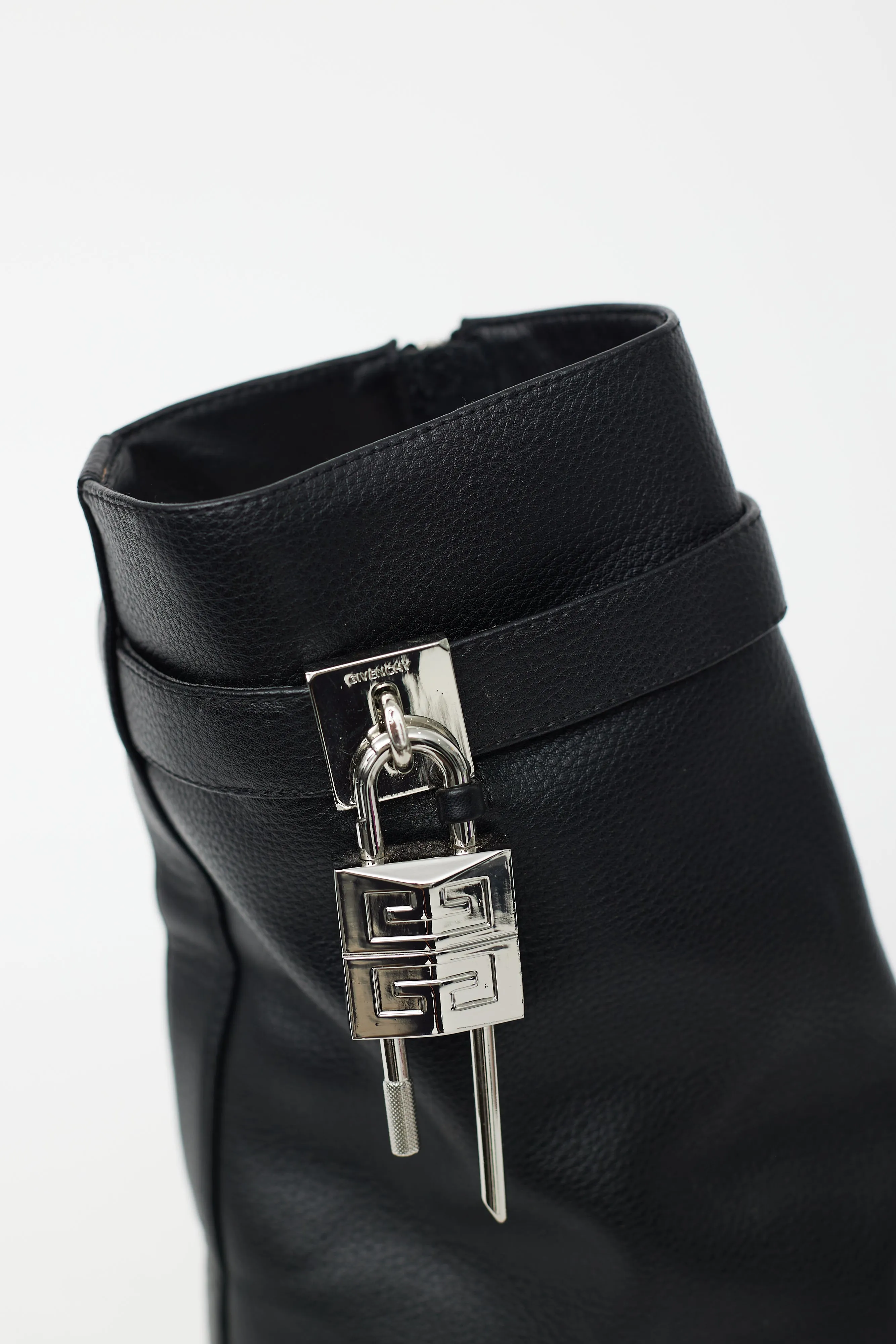 Black Leather G Lock Biker Boot