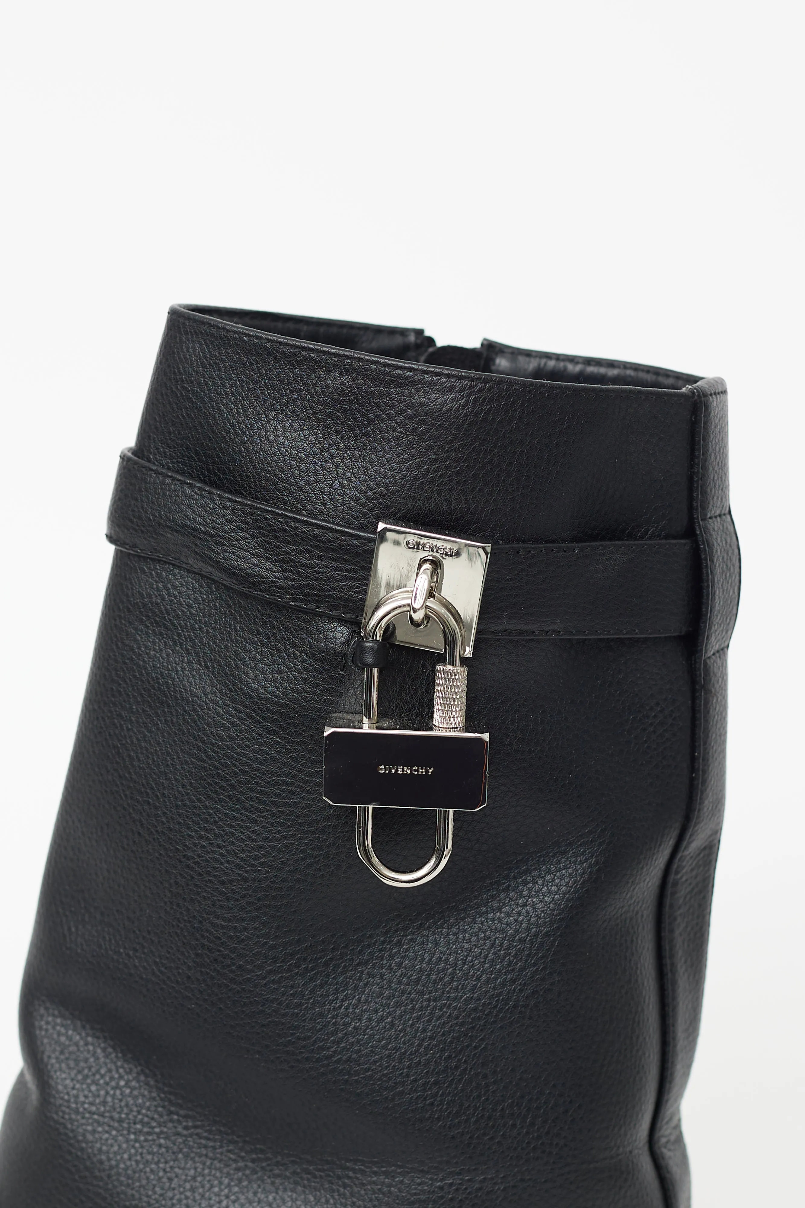 Black Leather G Lock Biker Boot