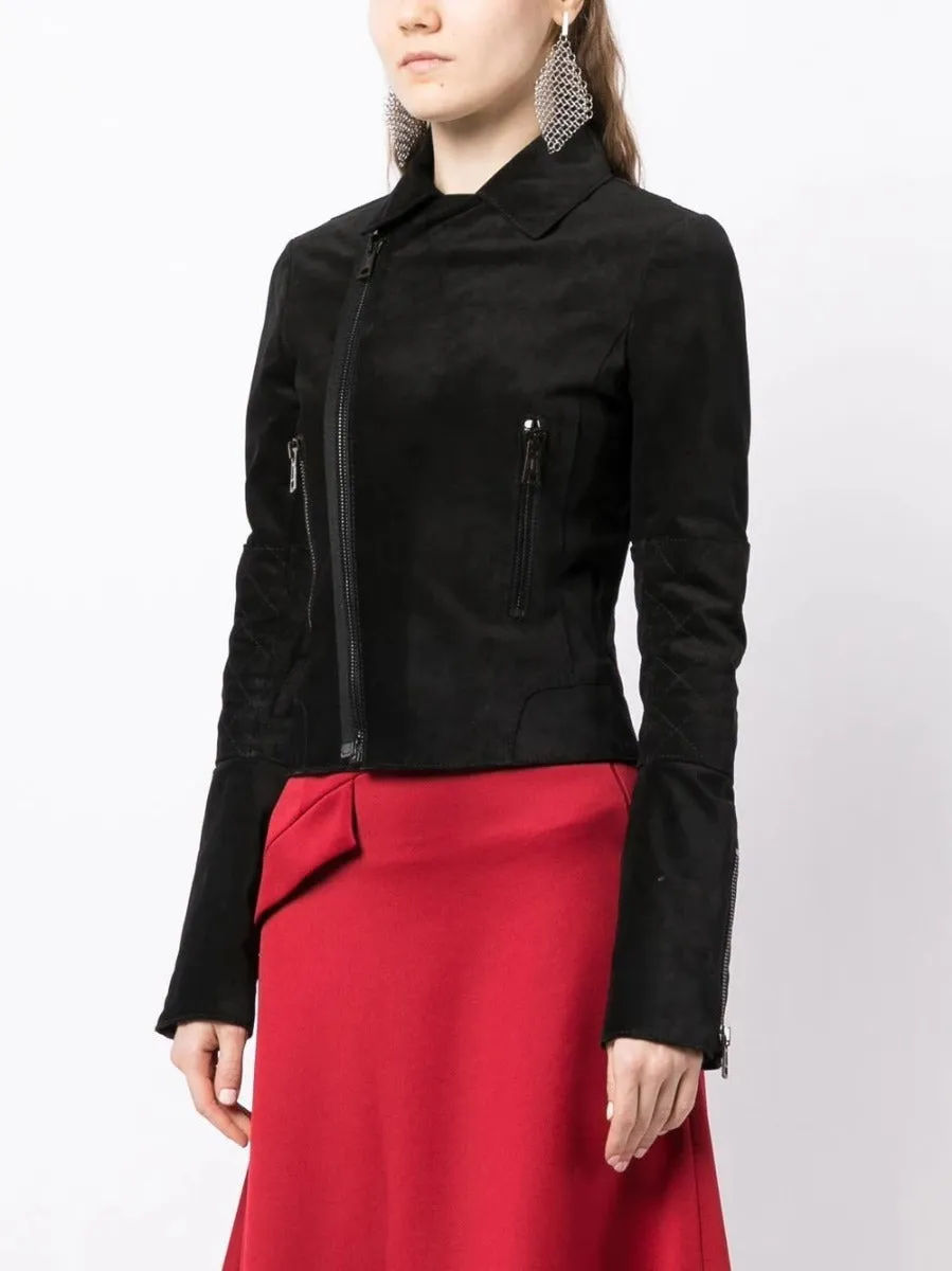 Black Suede Biker Jacket