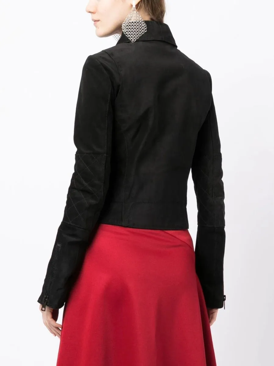 Black Suede Biker Jacket
