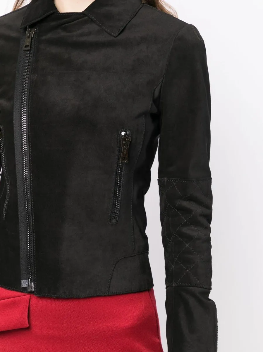 Black Suede Biker Jacket