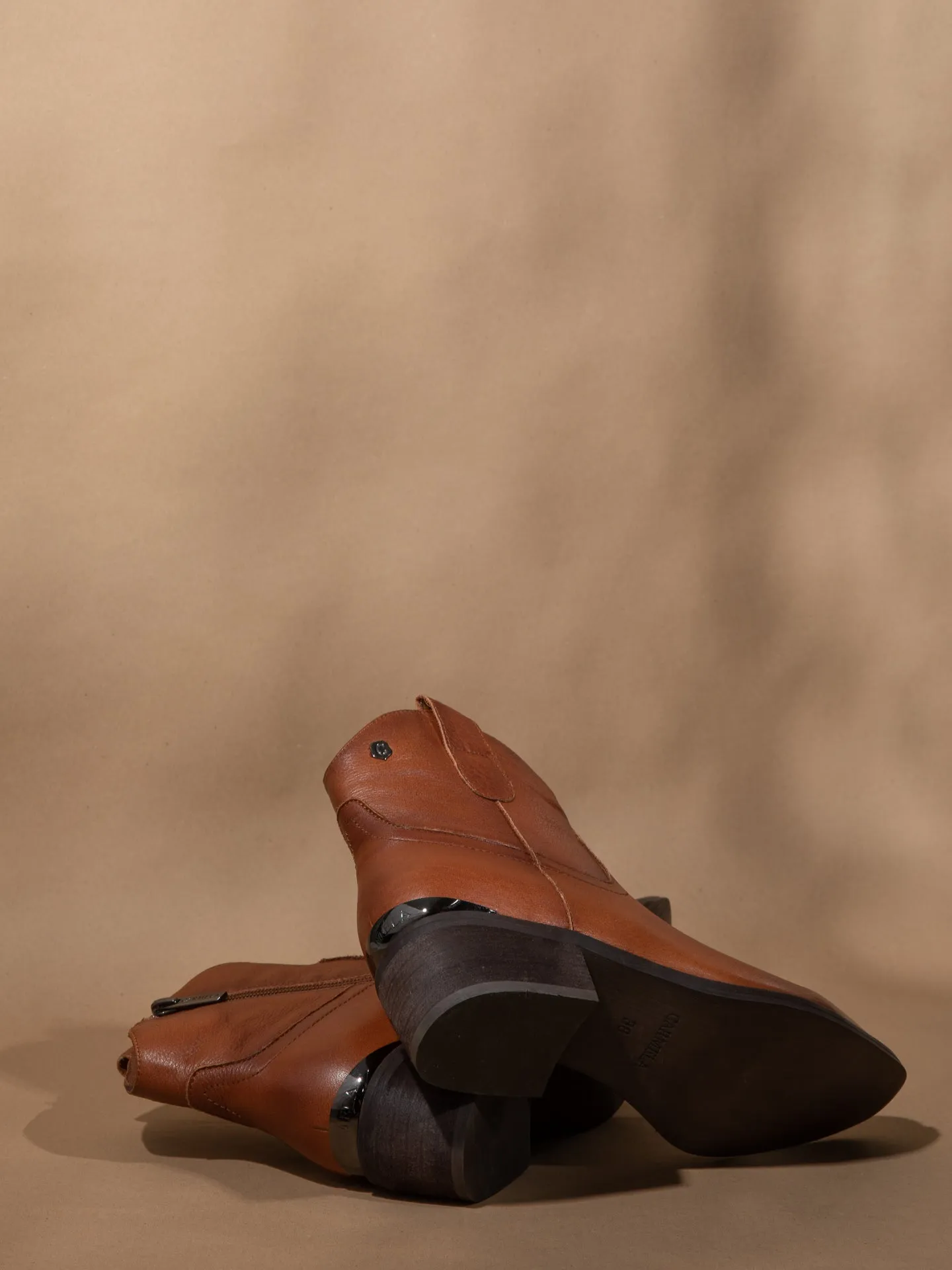 Camel Cowboy Ankle Boots