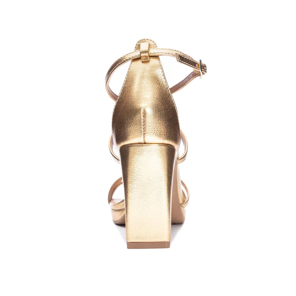 Chinese Laundry - Taryn - Strappy Vegan Leather Dress Heels - Gold