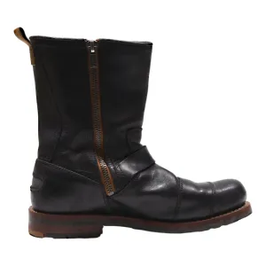 CLARKS Biker Boots Black Leather Mens UK 10.5