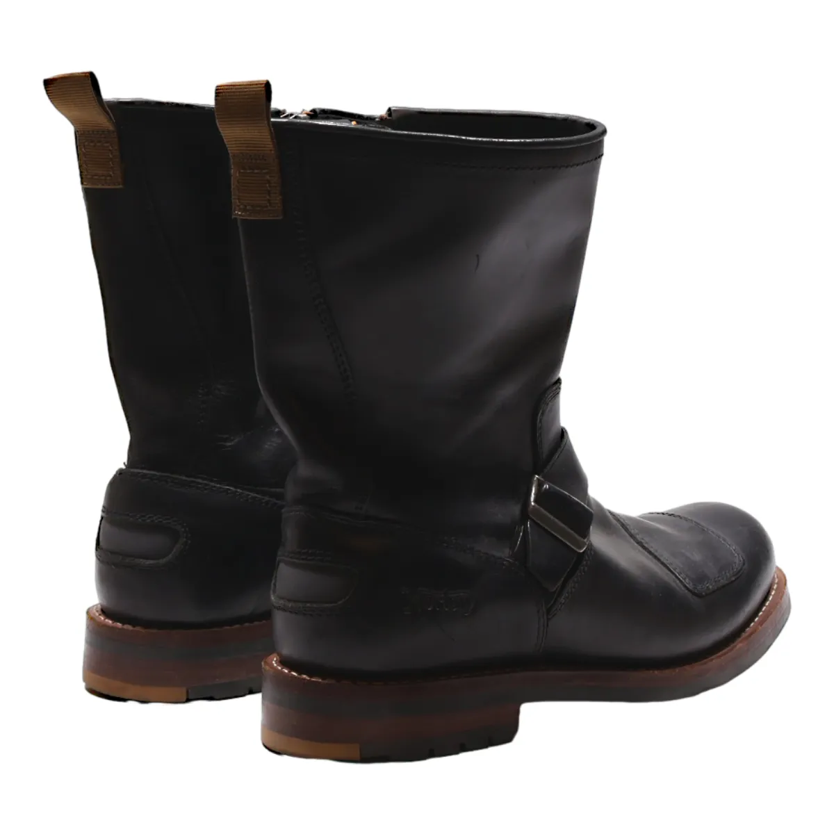 CLARKS Biker Boots Black Leather Mens UK 10.5