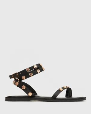 COAST Leather Shell Embellished Flat Sandals