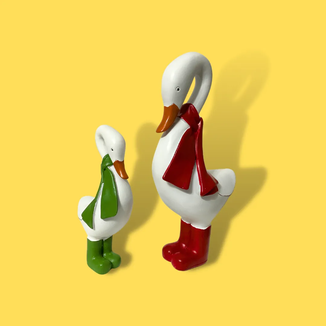 Cute Holiday Ducks in Scarfs and Boots (Set of 2) | Resin Holiday Ducks