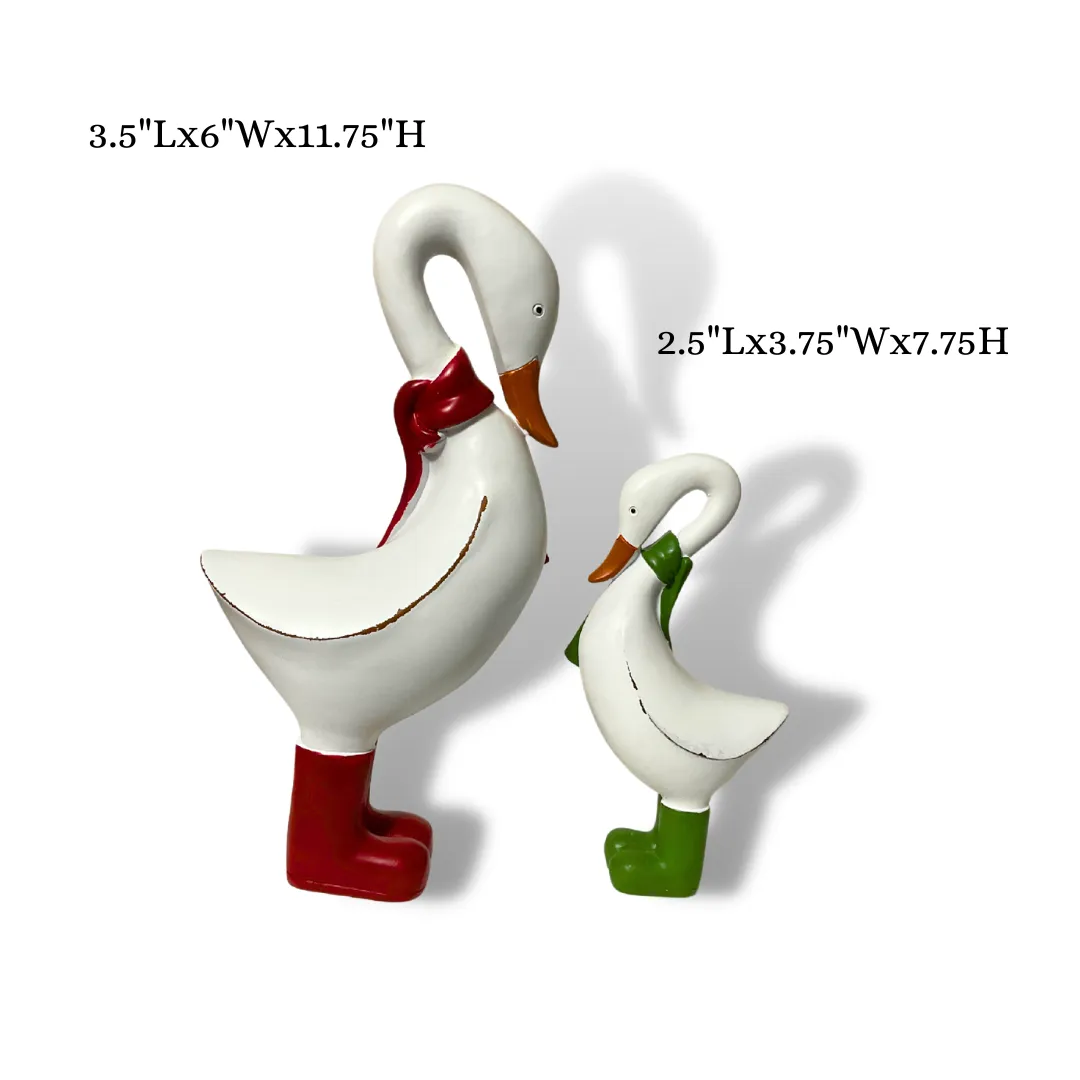 Cute Holiday Ducks in Scarfs and Boots (Set of 2) | Resin Holiday Ducks
