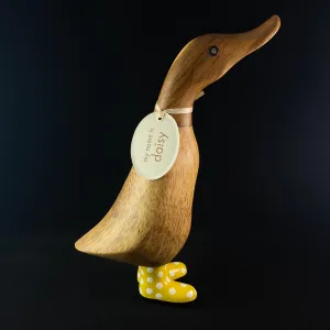 Daisy - Hand-carved and Hand-painted Bamboo Duck with Polka Dot Boots