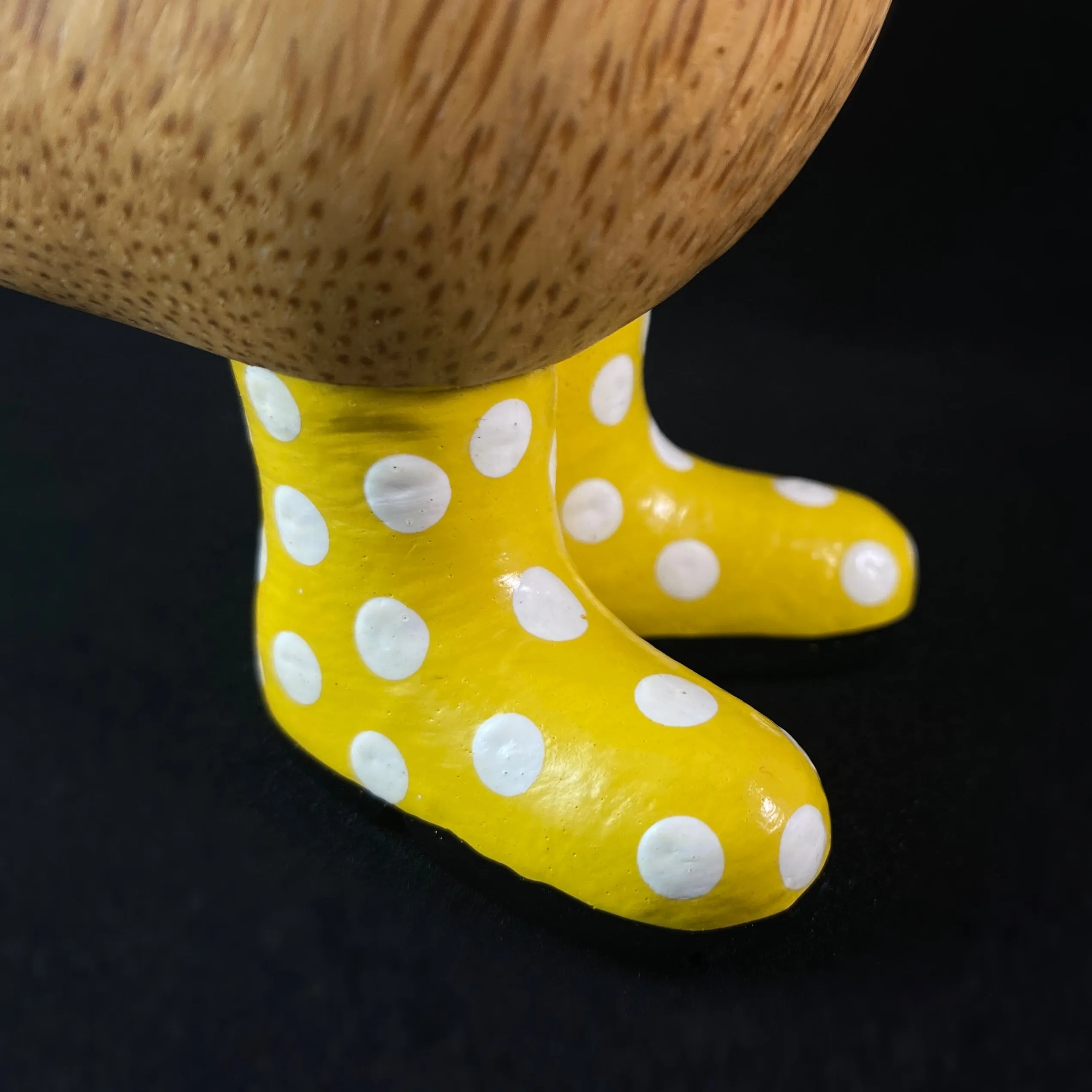 Daisy - Hand-carved and Hand-painted Bamboo Duck with Polka Dot Boots