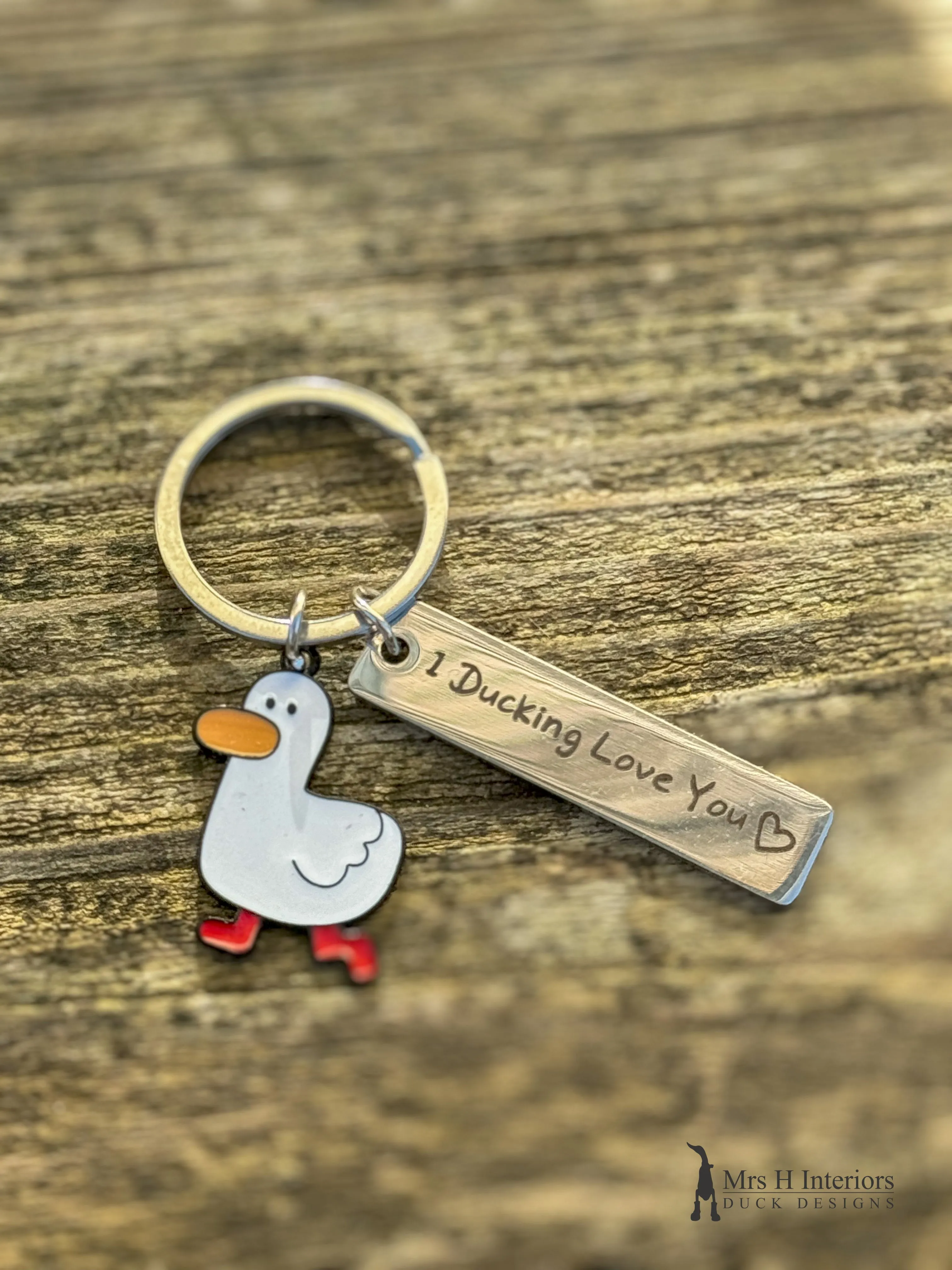Ducking love you metal key ring.