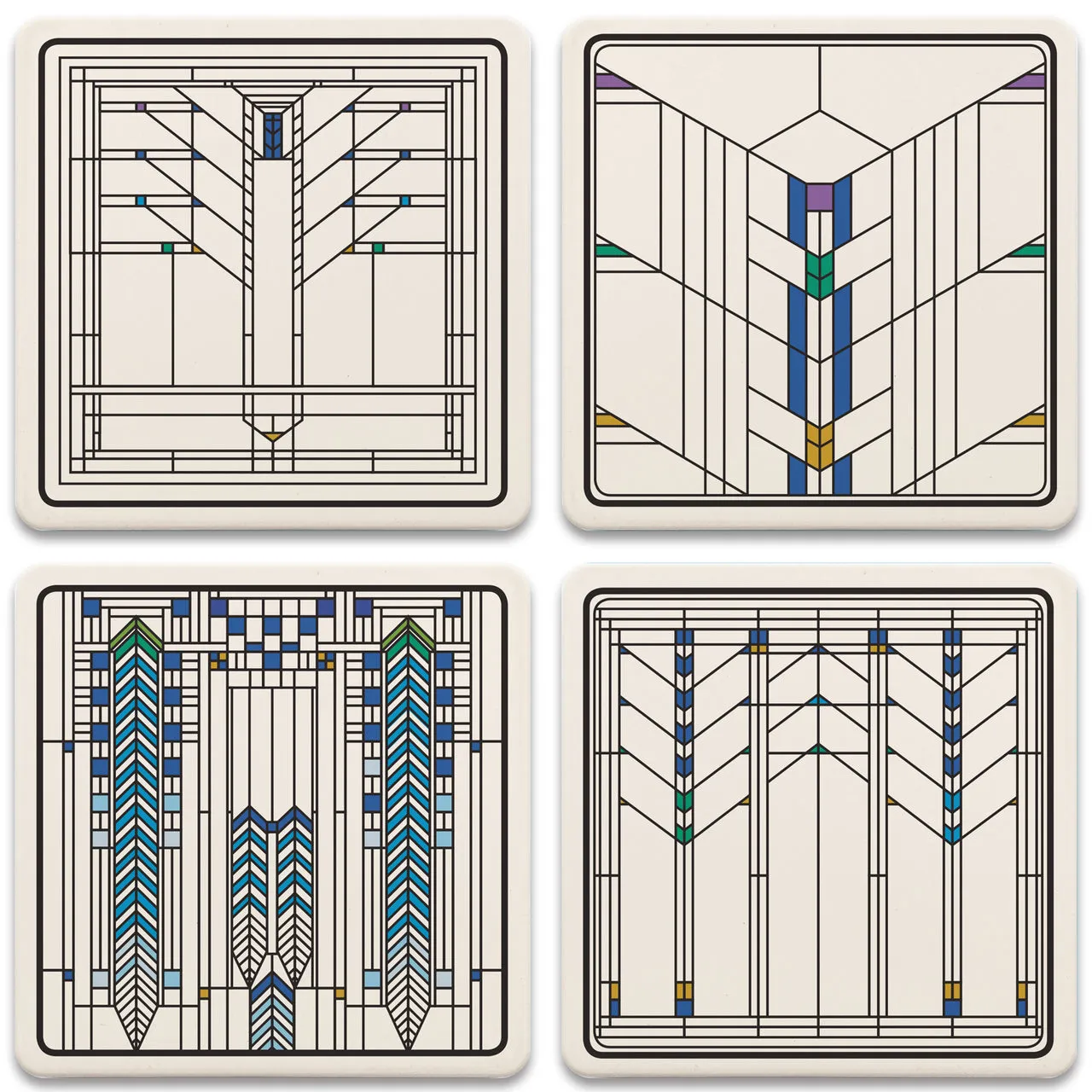 Ennis House Windows Coasters, Set of 4