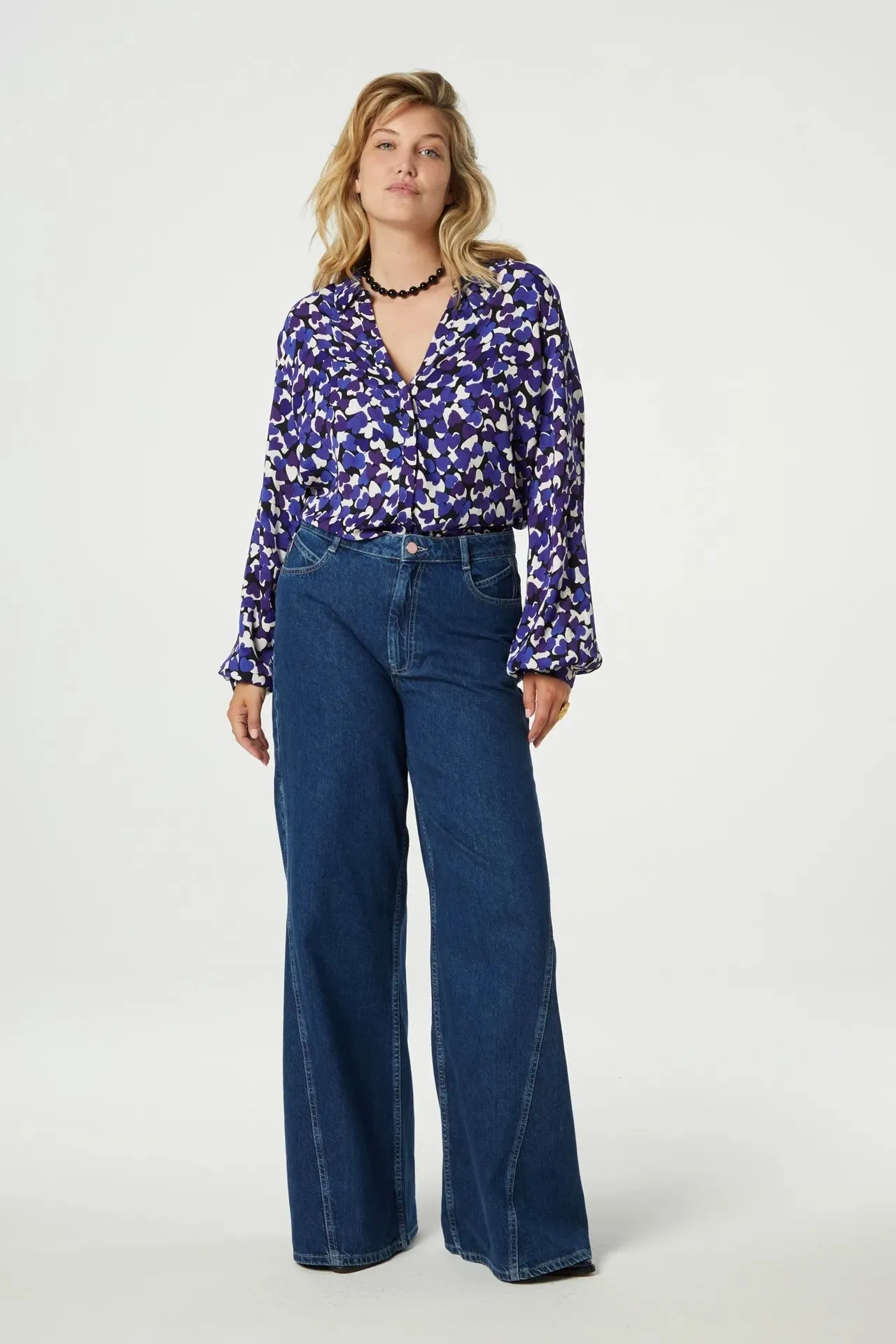 Fabienne Chapot Liv Blouse Black Poppy Purple Print