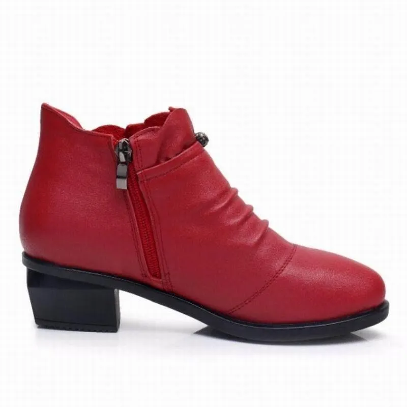 Fashion Leather Fur Ankle Boots Women's Casual Shoes WCS0206