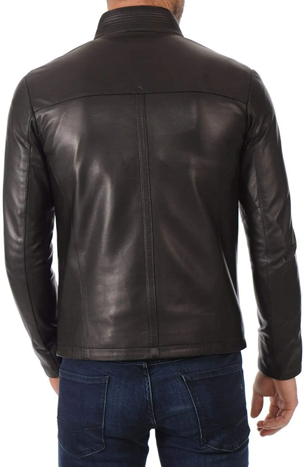 Fris Genuine Real Leather Jacket Men Black Biker Motorcycle