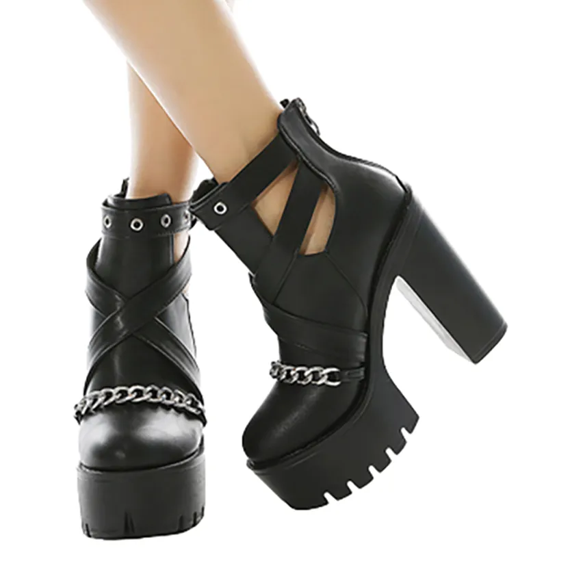 Funki Buys | Shoes | Women's Gothic Chain Link Platform Shoes