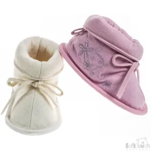 GIRLS KNITTED BOOTS W/EMB & BOW TIE: B1181