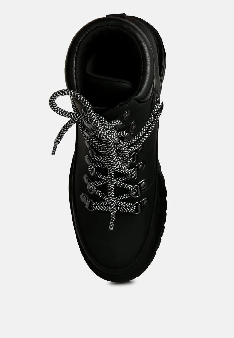 goliath lace up chunky biker boots