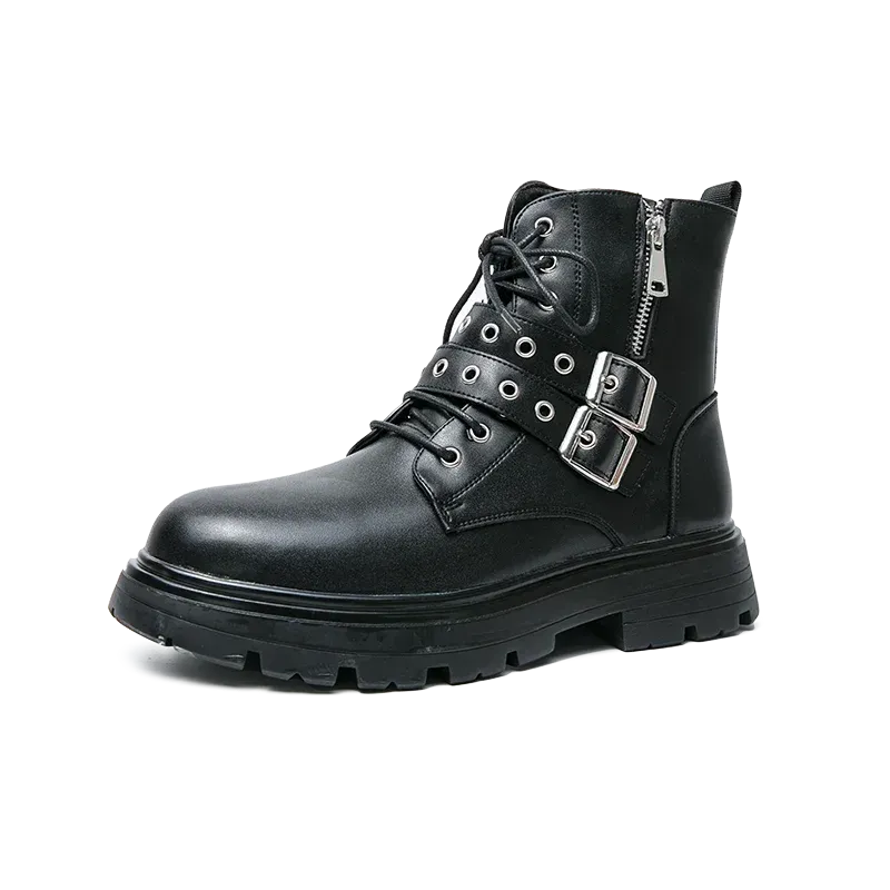 Hnzxzm NEW Luxury Brand Black Men's Chelsea Boots Gothic Biker Boots Men's Casual Leather Outdoor Shoes Ankle Boots for Men