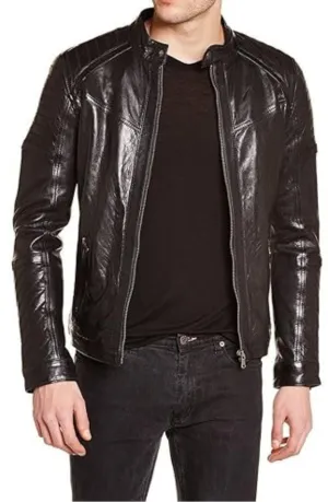Jam Genuine Real Leather Jacket Men Black Biker Motorcycle
