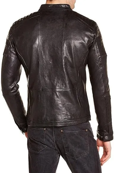 Jam Genuine Real Leather Jacket Men Black Biker Motorcycle