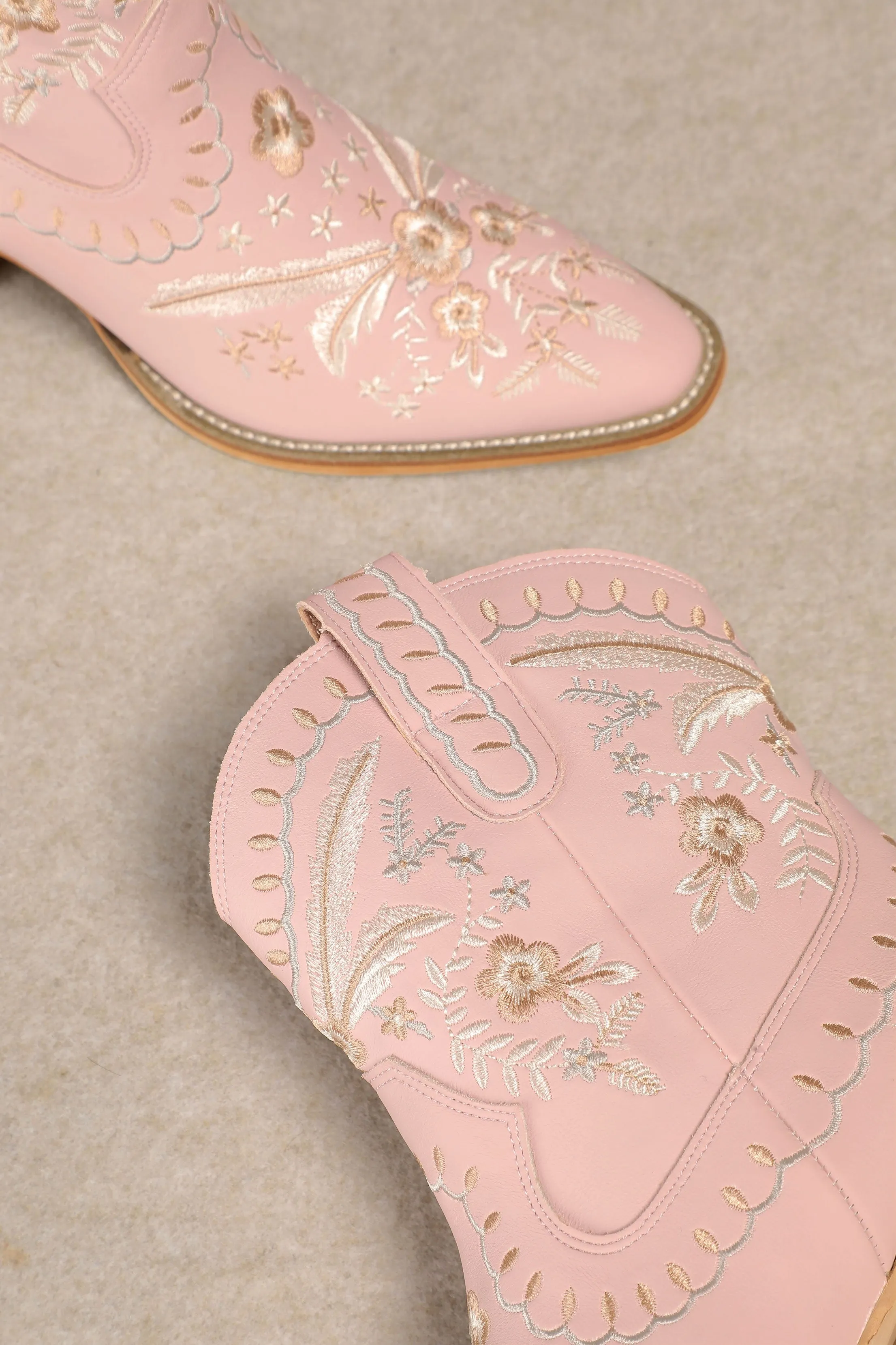 Light Pink Corral - Botanical Embroidered Cowgirl Boots