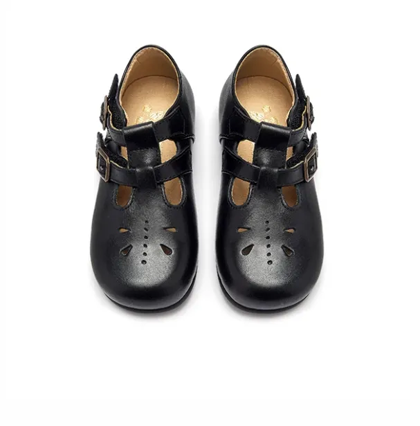 Lucy Velcro T-Bar Black Leather