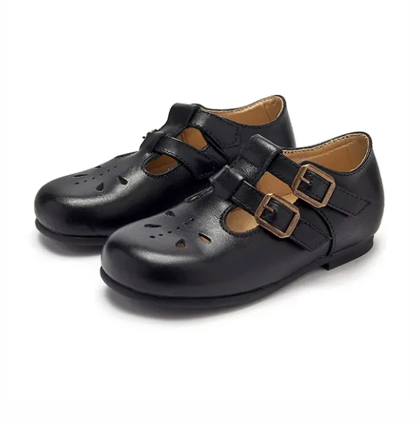 Lucy Velcro T-Bar Black Leather