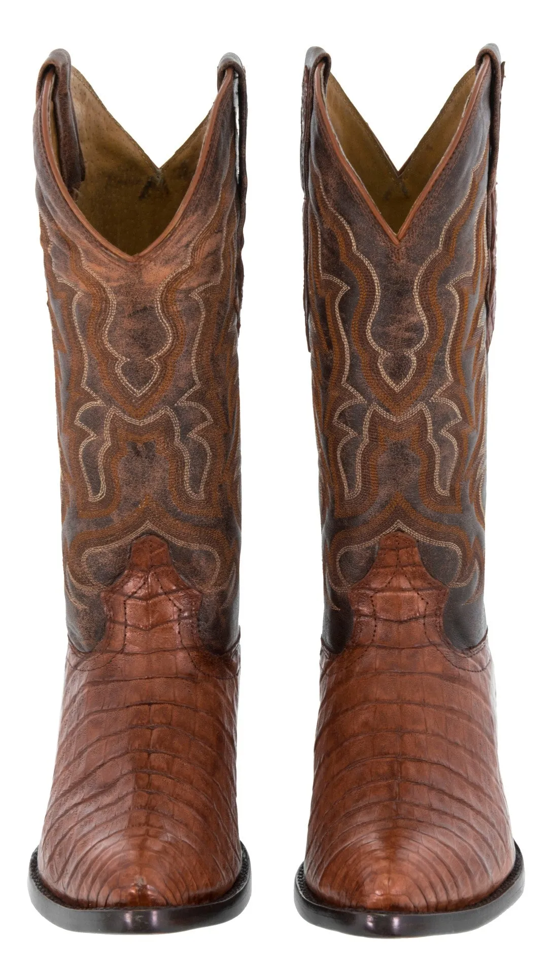 Men's Cognac All Real Crocodile Belly Skin Leather Cowboy Boots J Toe - CP1