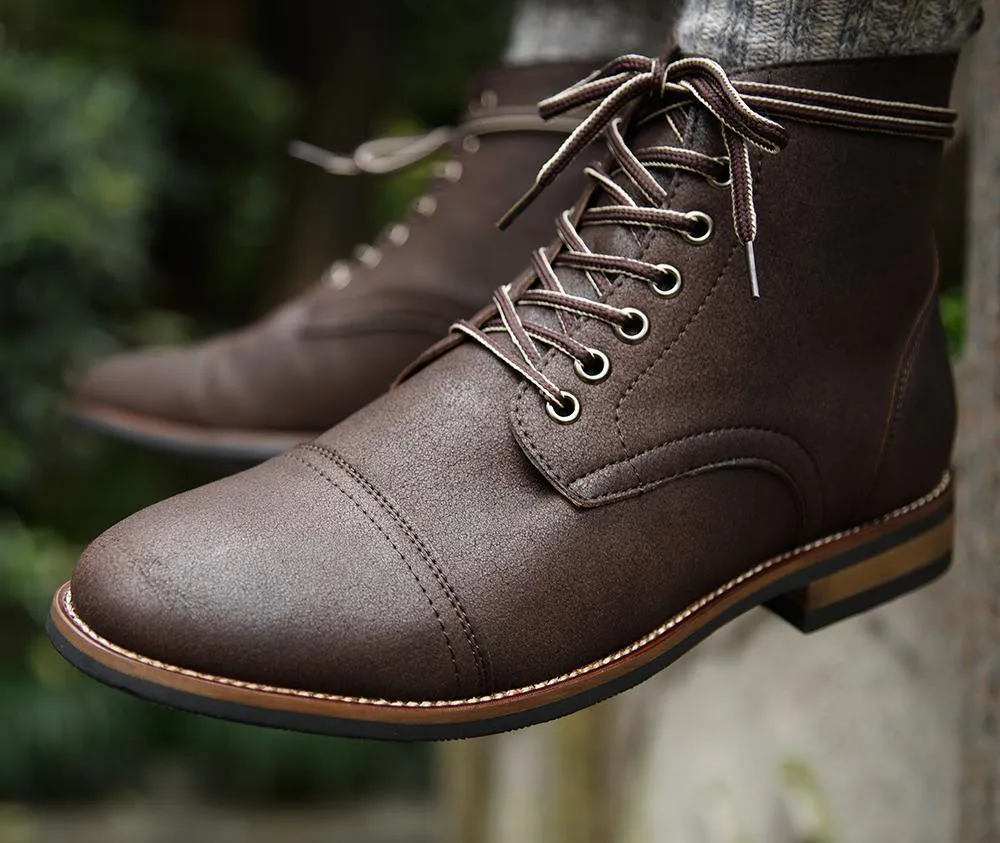 Men's retro lace-up casual boots Round toe biker boots