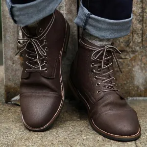 Men's retro lace-up casual boots Round toe biker boots