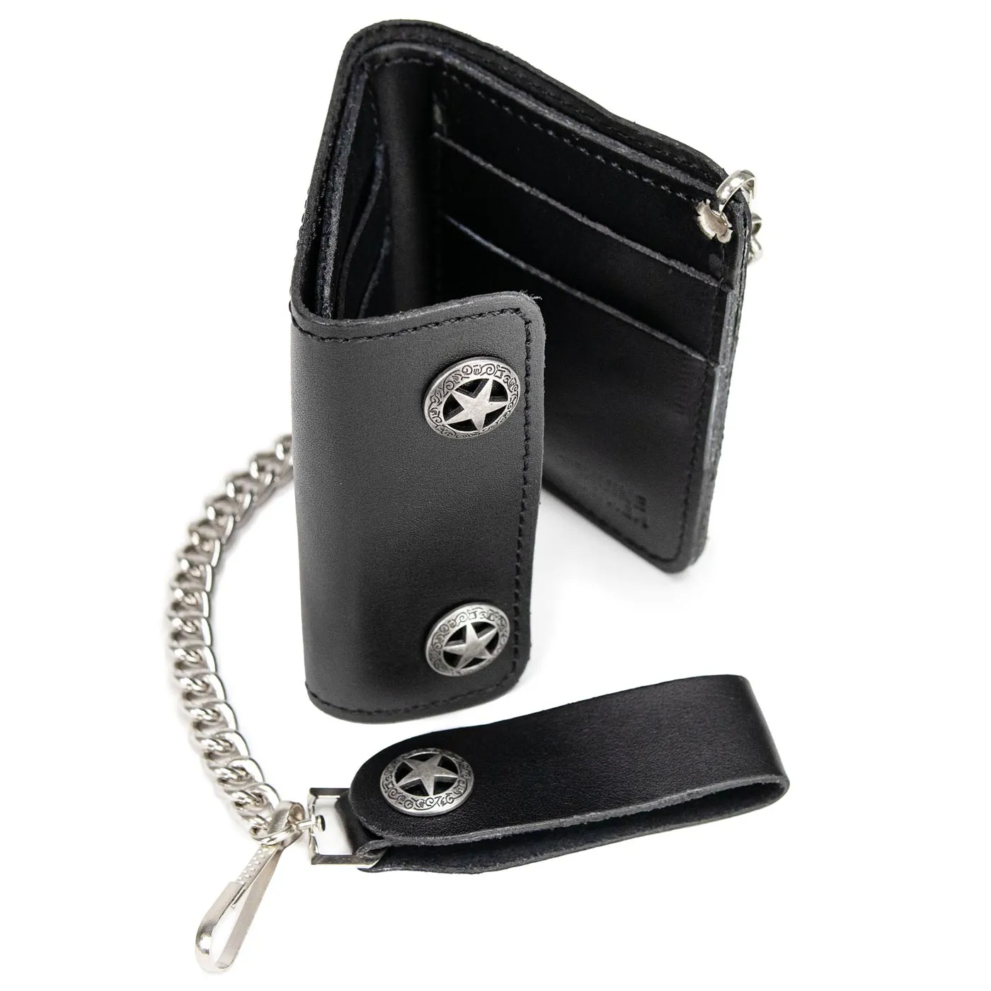 Milwaukee Leather MLW7823 Men's 4.25" Western Star Black Bi-Fold