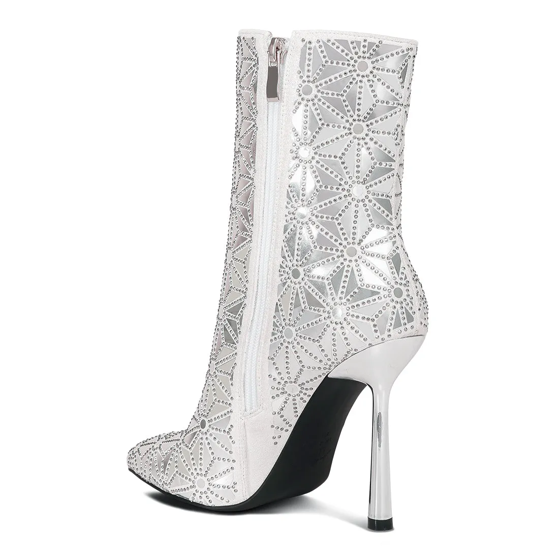 Mirror Embellished High Ankle Boots
