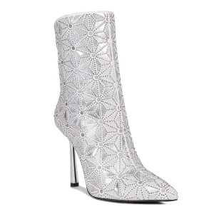 Mirror Embellished High Ankle Boots