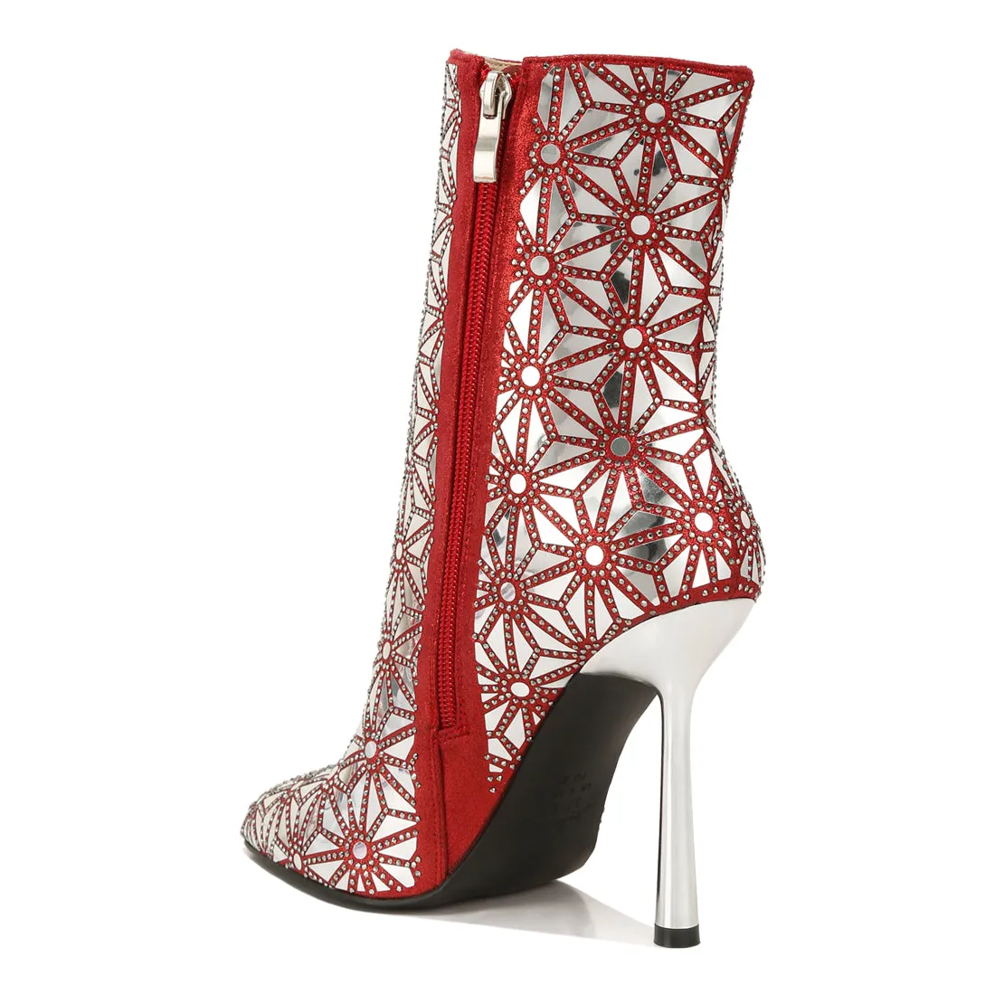 Mirror Embellished High Ankle Boots