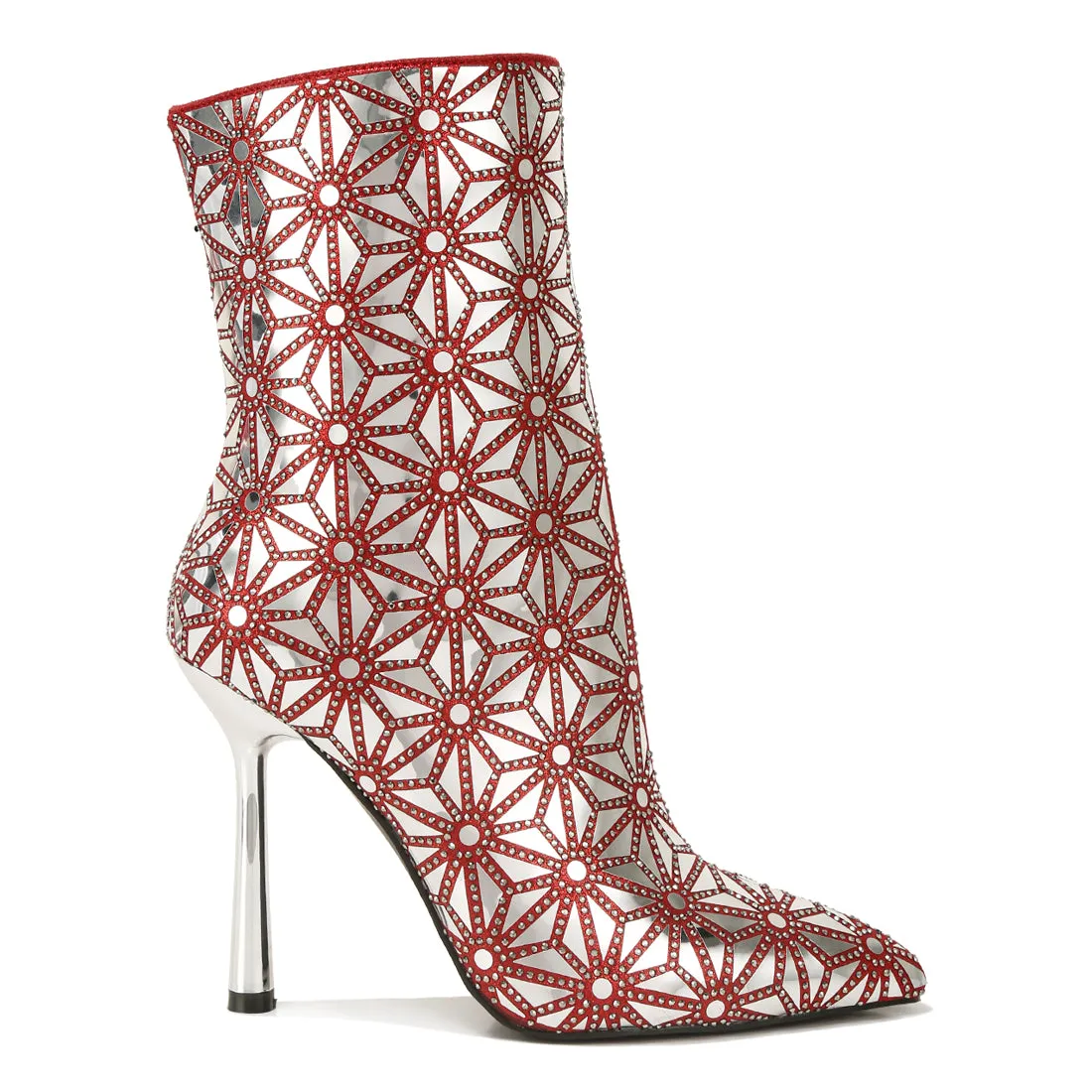 Mirror Embellished High Ankle Boots