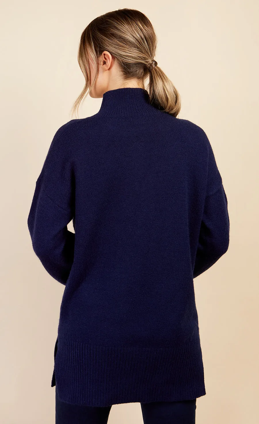 Navy High Neck Knit Jumper by Vogue Williams