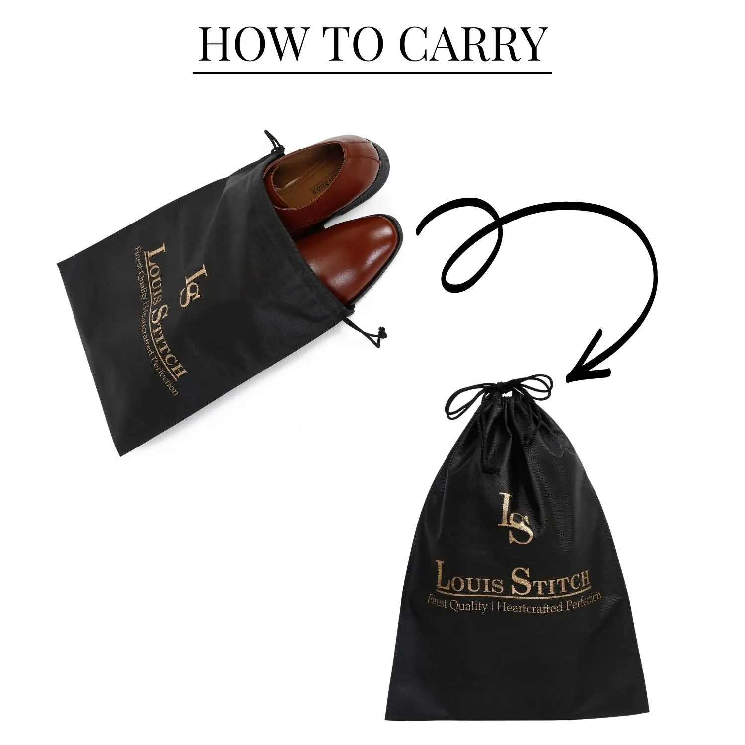 Non Woven Shoe Bag Pack Of  12 Black & Beige Plain
