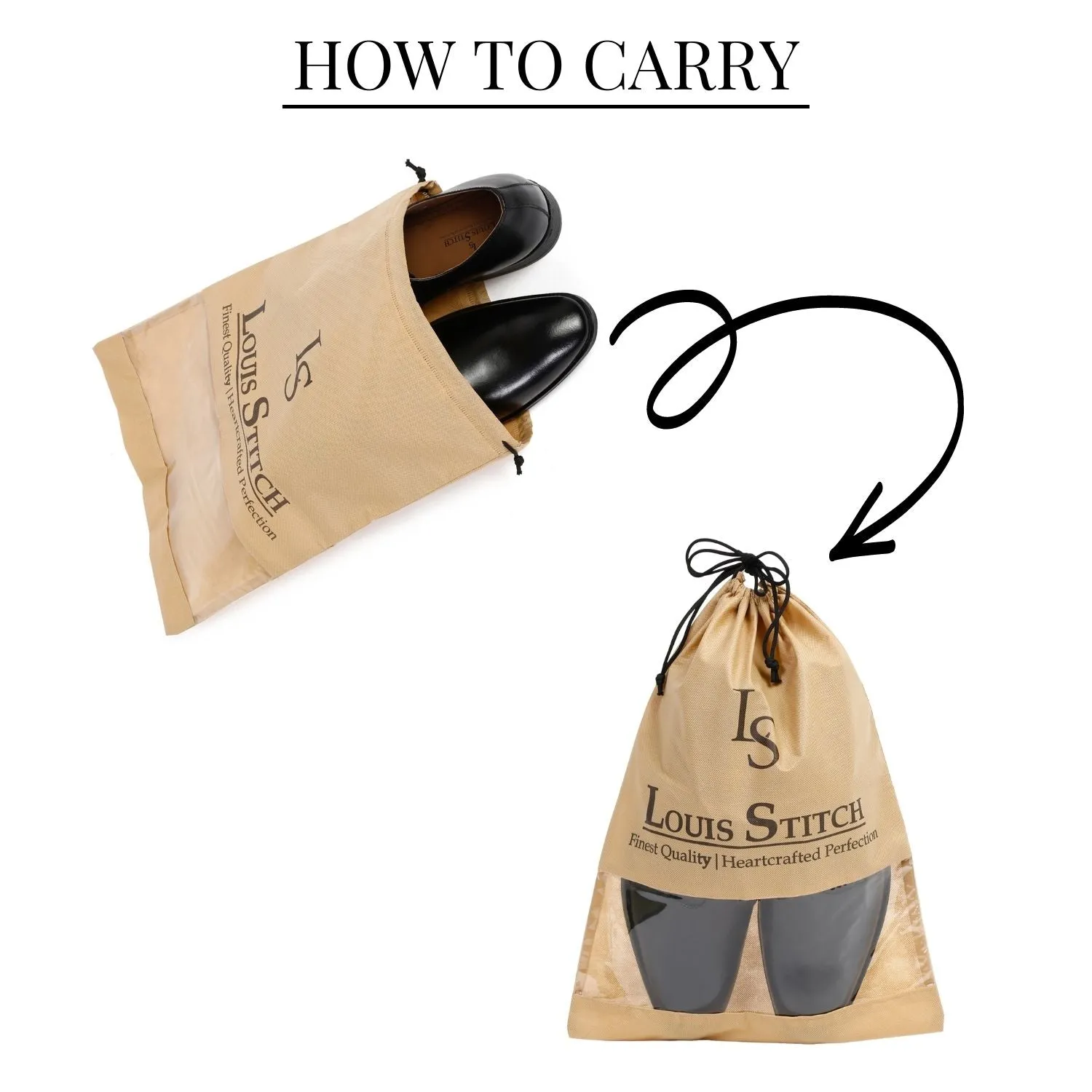 Non Woven Shoe Bag Pack Of  24 Black & Beige Plain
