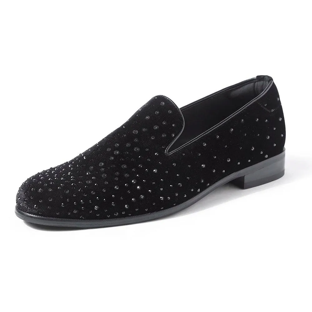 Omair - Black Velvet Sequin Slip-On