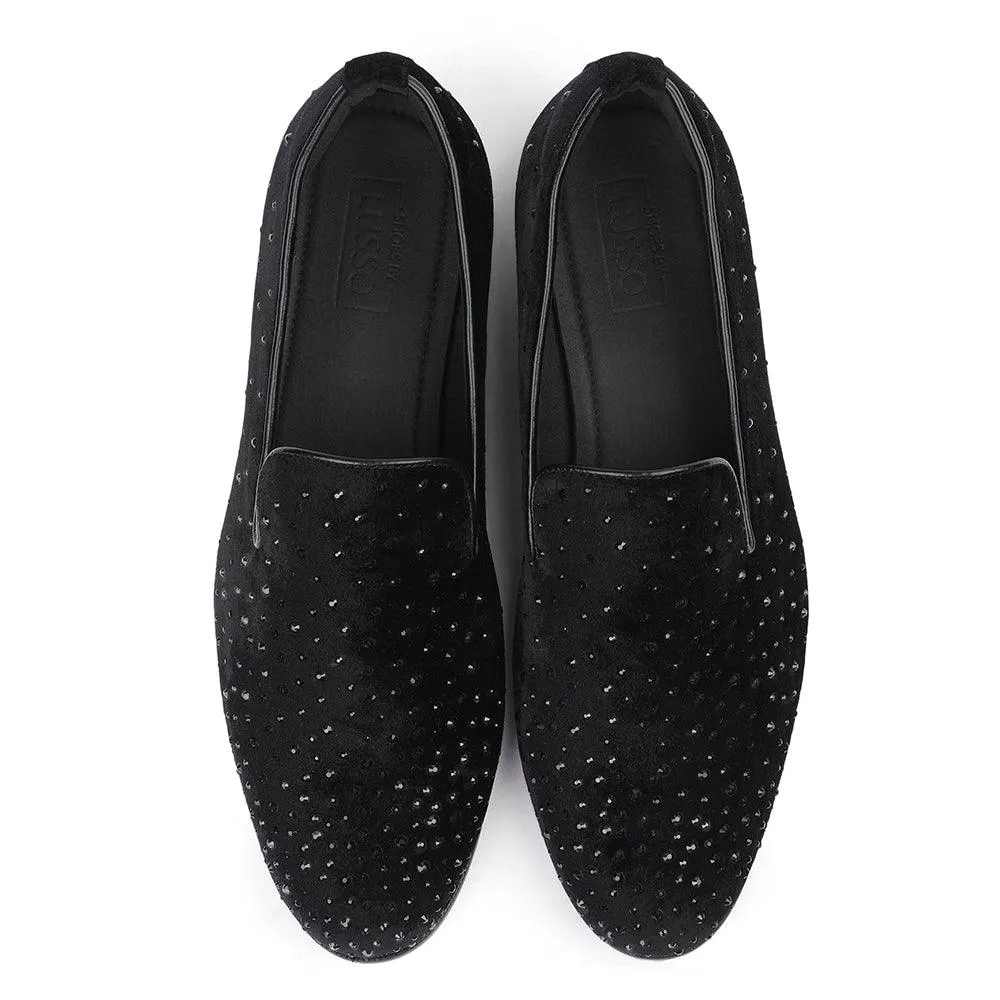 Omair - Black Velvet Sequin Slip-On