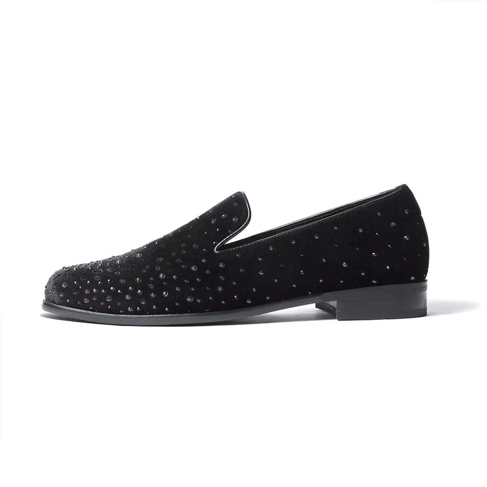 Omair - Black Velvet Sequin Slip-On
