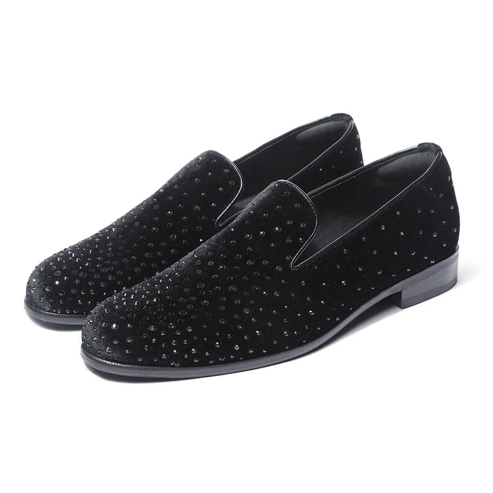 Omair - Black Velvet Sequin Slip-On