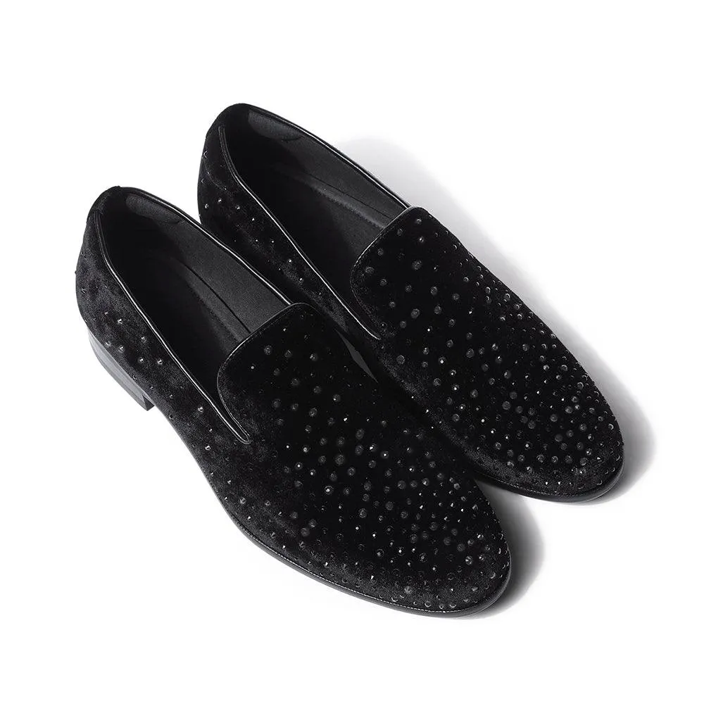 Omair - Black Velvet Sequin Slip-On