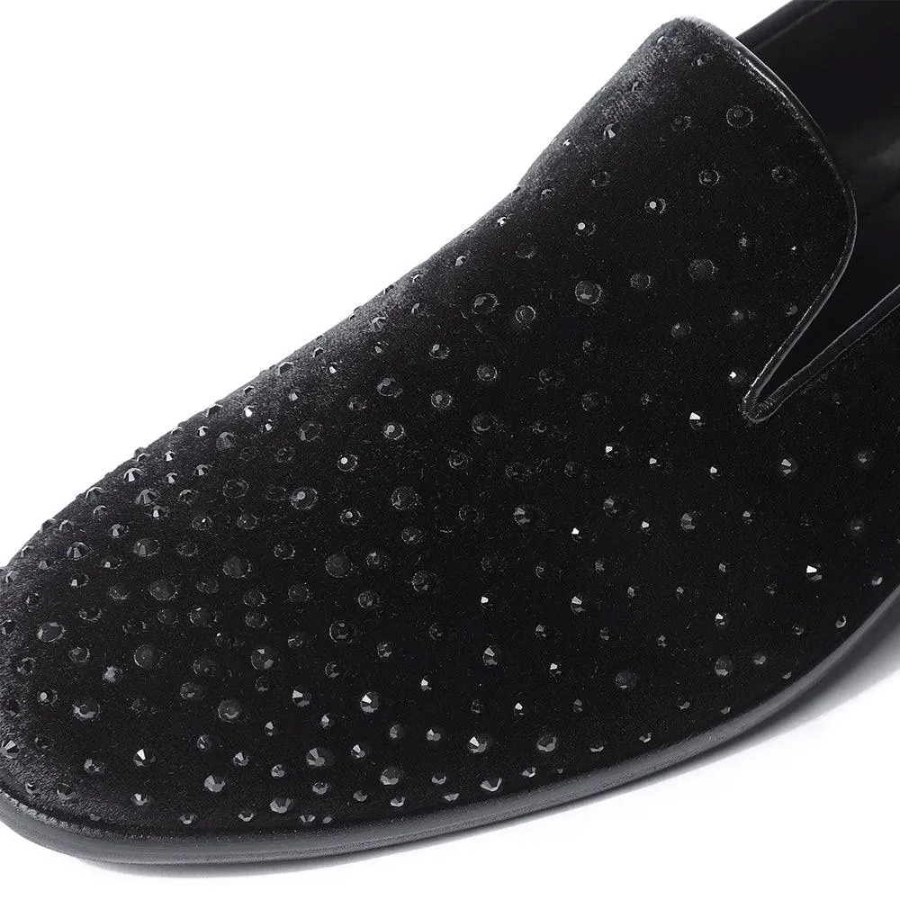 Omair - Black Velvet Sequin Slip-On
