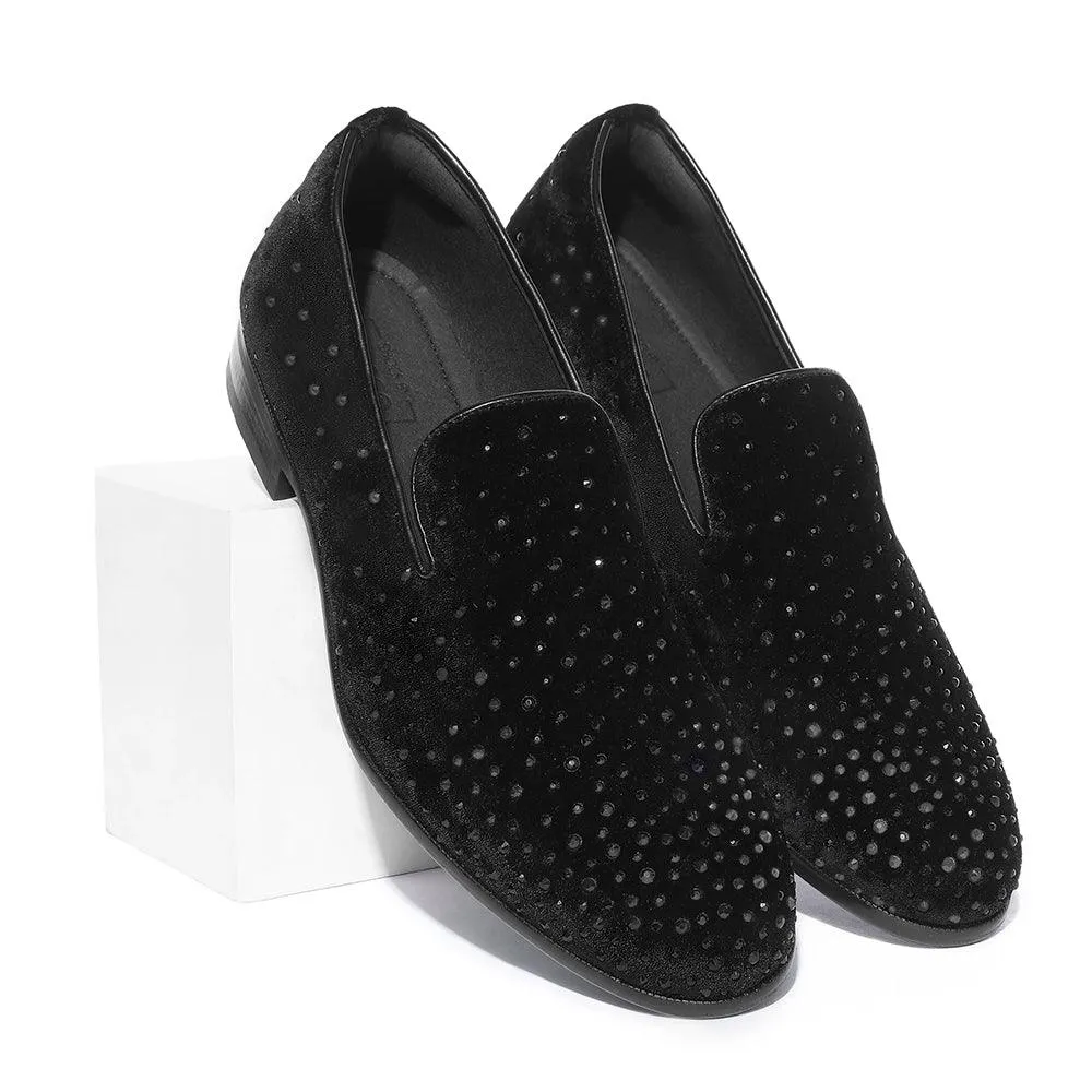 Omair - Black Velvet Sequin Slip-On
