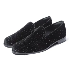 Omair - Black Velvet Sequin Slip-On