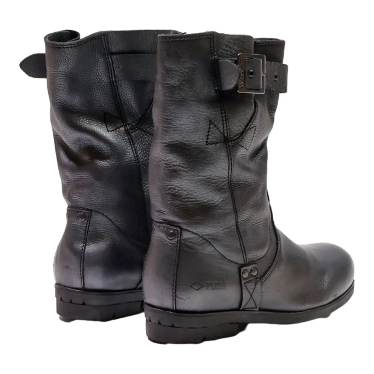 PALLADIUM Biker Boots Black Leather Womens UK 4